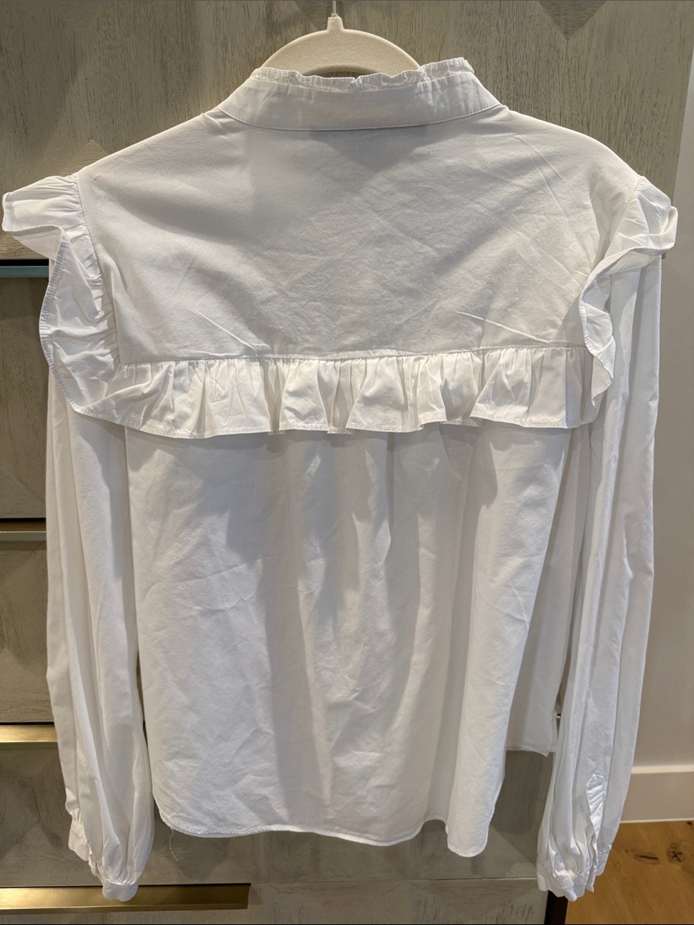 Veronica Beard White Ruffle-Trim Button-Front Blouse - Picture 3 of 3